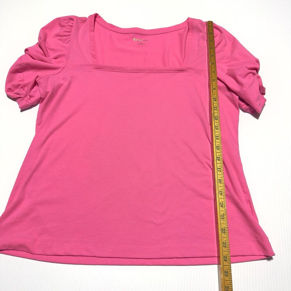 Lilly Pulitzer Jessie Top Womens Size XL Pink Square Neck Short Sleeve - Picture 7 of 7